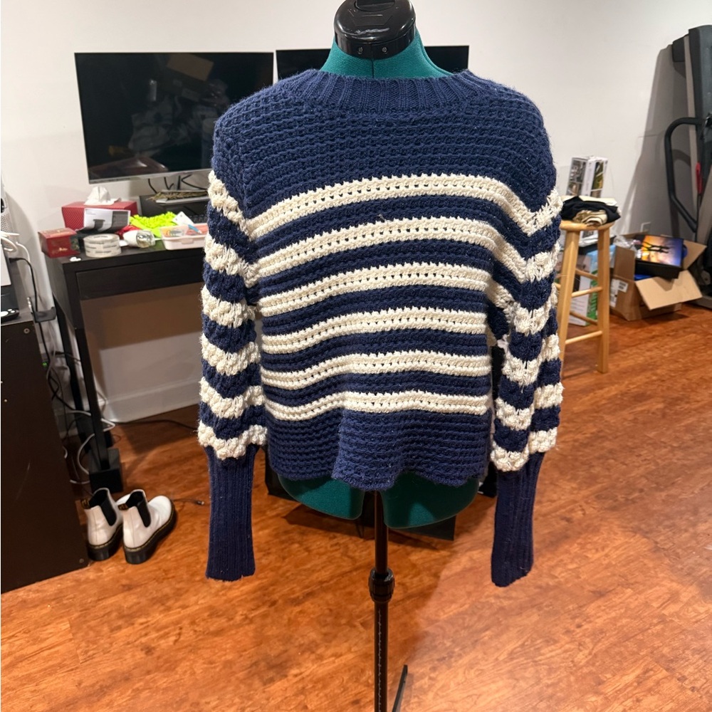 Dear John - Navy and Cream Striped Women's Sweater